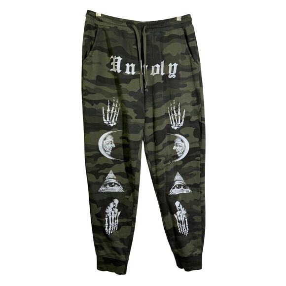 BLACK CRAFT CULT Unholy Joggers Sweatpants SM Camo Slim Fit Tapered Ankle Unisex - Picture 1 of 11